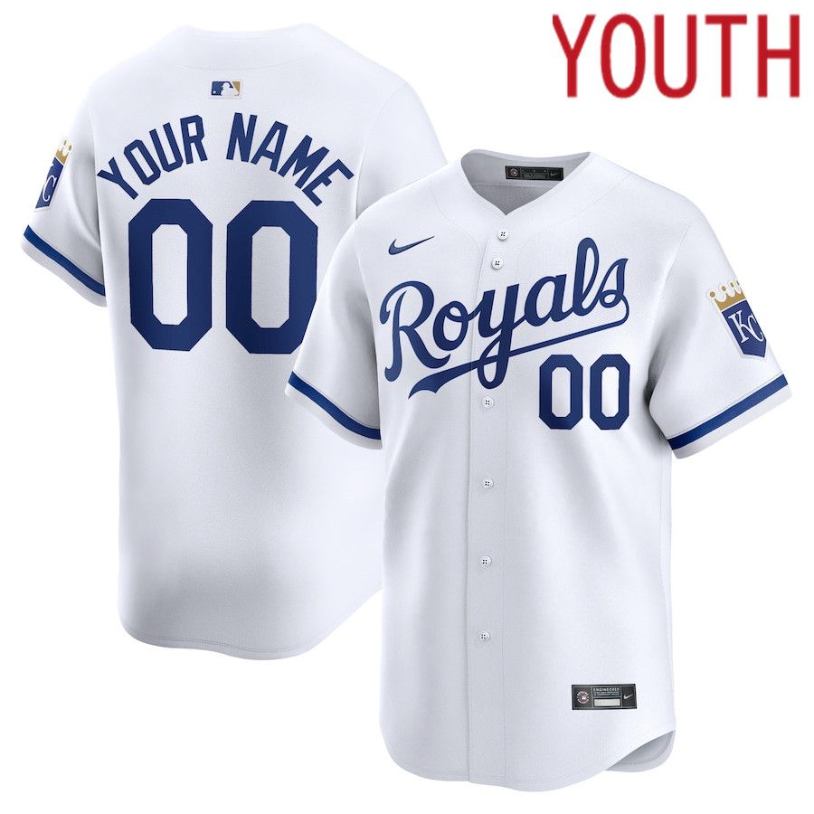 Youth Kansas City Royals Nike White Home Limited Custom MLB Jersey->->Custom Jersey